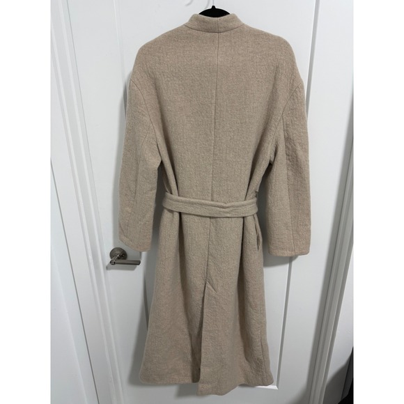 ZARA Beige Shawl Collar Belted Long Coat XS Minimalistic - Picture 8 of 12